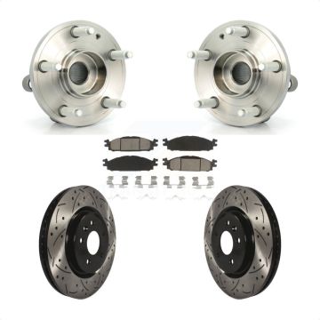 Front Hub Bearing Assembly Coated Drilled Slotted Brake Rotor & Pad Kit For Ford Explorer KBB-120260