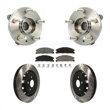 Front Hub Bearing Drilled Slot Brake Rotor & Pad Kit For Ford Flex Taurus Lincoln MKT MKS KBB-120261