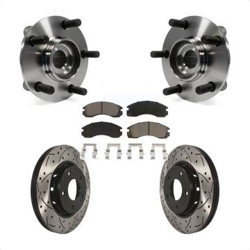 Front Hub Bearing Assembly Coated Drilled Slot Brake Rotor Pads Kit For Mitsubishi Lancer KBB-120265