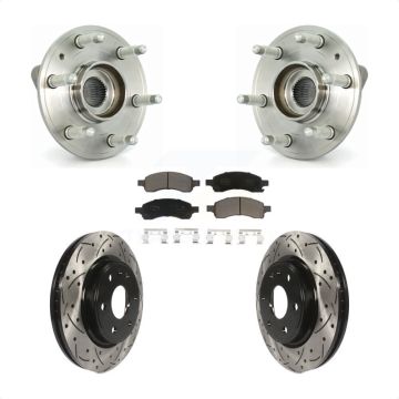 Front Hub Bearing Drilled Slot Brake Rotor Pad Kit For GMC Acadia Buick Enclave Chevrolet KBB-120266