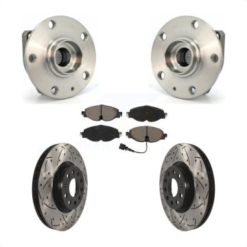 Front Hub Bearing Assembly Drilled Slot Brake Rotor Pads Kit For Volkswagen Golf Alltrack KBB-120271
