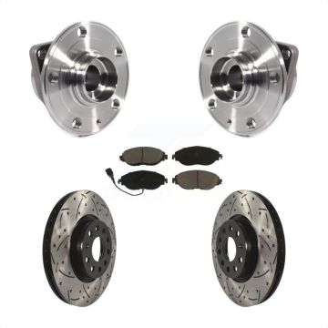 Front Hub Bearing Assembly Coated Drilled Slotted Brake Rotor Pads Kit For Volkswagen GTI KBB-120272