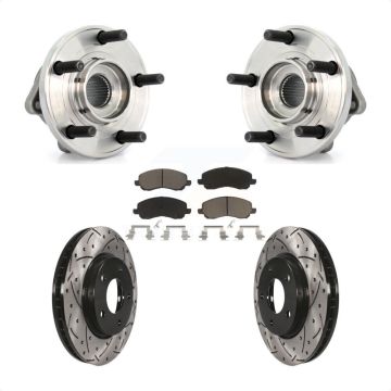Front Hub Bearing Coated Drill Slot Brake Rotor Pad Kit For 2009 Dodge Caliber R/T/SXT/SE KBB-120274