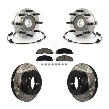 Front Hub Bearing Assembly Drilled Slot Brake Rotor & Pad Kit For Dodge Ram 2500 3500 RWD KBB-120276