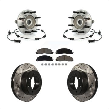 Front Hub Bearing Assembly Drilled Slot Brake Rotor & Pad Kit For Dodge Ram 2500 3500 4WD KBB-120277