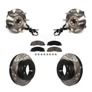 Front Hub Bearing Assembly Coated Drilled Slotted Brake Rotor & Pad Kit For Ram 2500 3500 KBB-120278