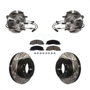 Front Hub Bearing Assembly Coated Drilled Slotted Brake Rotor & Pad Kit For Ram 3500 2500 KBB-120279