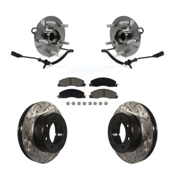 Front Hub Bearing Drill Slot Brake Rotor Pads Kit For 2012 Ram 1500 4WD With 8 Lug Wheels KBB-120280