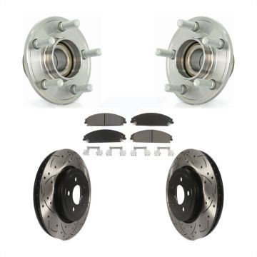 Front Hub Bearing Drilled Slot Brake Rotor Pads Kit For Dodge Chrysler 300 Charger Magnum KBB-120282
