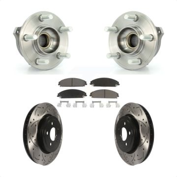 Front Hub Bearing Drilled Slot Brake Rotor Pads Kit For Dodge Chrysler 300 Charger Magnum KBB-120283