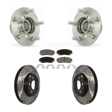 Front Hub Bearing Drilled Slot Brake Rotor Pads Kit For Dodge Chrysler 300 Charger Magnum KBB-120284