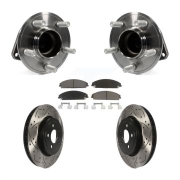 Front Hub Bearing Assembly Drill Slot Brake Rotor Pads Kit For Dodge Charger Chrysler 300 KBB-120286