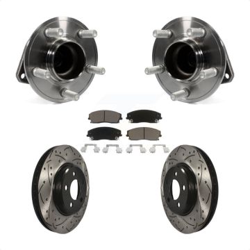 Front Hub Bearing Assembly Drill Slot Brake Rotor Pads Kit For Dodge Charger Chrysler 300 KBB-120287