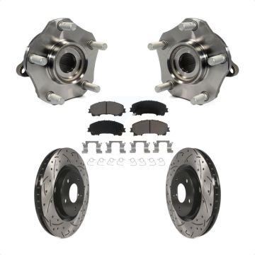 Front Hub Bearing Assembly Coated Drilled Slotted Brake Rotor & Pads Kit For Nissan Rogue KBB-120290