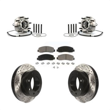 Front Hub Bearing Assembly Drill Slot Brake Rotor Pad Kit For Ford F-250 Super Duty F-350 KBB-120292