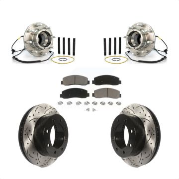 Front Hub Bearing Assembly Coat Drill Slot Brake Rotor Pads Kit For Ford F-250 Super Duty KBB-120293