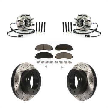 Front Hub Bearing Drill Slot Brake Rotor Pad Kit For 2011 Ford F-350 Super Duty F-250 4WD KBB-120294