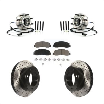 Front Hub Bearing Drill Slot Brake Rotor Pad Kit For 2012 Ford F-350 Super Duty F-250 4WD KBB-120295