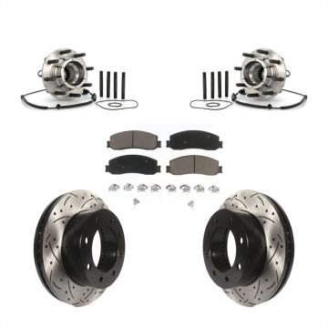 Front Hub Bearing Coat Drill Slot Brake Rotor Pads Kit For 2010 Ford F-250 Super Duty 4WD KBB-120296
