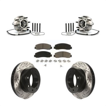 Front Hub Bearing Drill Slot Brake Rotor Pads Kit For 2008-2010 Ford F-350 Super Duty 4WD KBB-120297