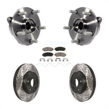 Front Hub Bearing Coated Drill Slot Brake Rotor Pads Kit For 2016-2019 Subaru Legacy 2.5L KBB-120298