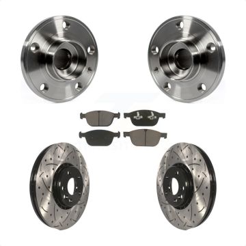 Front Hub Bearing Assembly Coated Drill Slot Brake Rotor Pad Kit For 2010-2015 Volvo XC60 KBB-120301