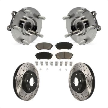 Front Hub Bearing Assembly Coated Drilled Slotted Disc Brake Rotor & Pads Kit For Mazda 6 KBB-120307