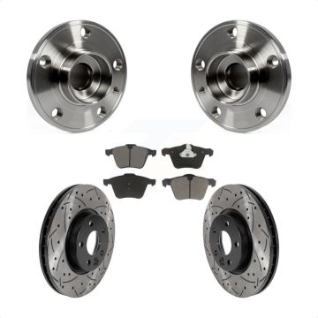 Front Hub Bearing Assembly Coated Drilled Slotted Disc Brake Rotor Pads Kit For Volvo V70 KBB-120311
