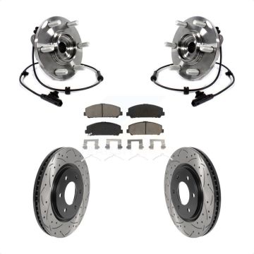 Front Hub Bearing Drilled Slot Brake Rotor & Pad Kit For INFINITI QX80 Nissan Armada QX56 KBB-120312