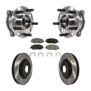 Front Hub Bearing Assembly Drilled Slot Brake Rotor Pads Kit For Hyundai Santa Fe XL 3.3L KBB-120318