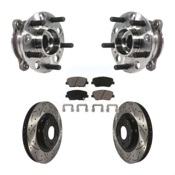 Front Hub Bearing Drilled Slot Brake Rotor Pad Kit For Kia Sorento Hyundai Santa Fe Sport KBB-120319