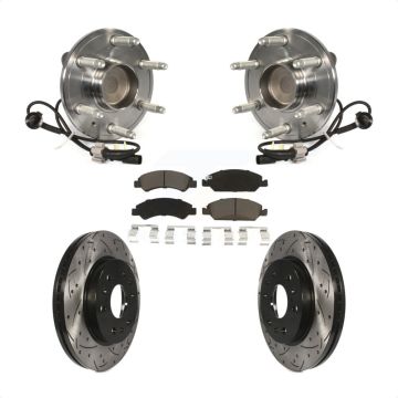 Front Hub Bearing Drill Slot Brake Rotor Pads Kit For GMC Sierra 1500 Chevrolet Silverado KBB-120327