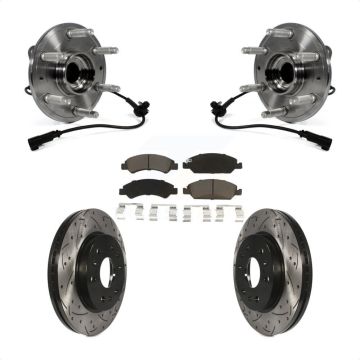 Front Hub Bearing Drill Slot Brake Rotor Pads Kit For GMC Sierra 1500 Chevrolet Silverado KBB-120328