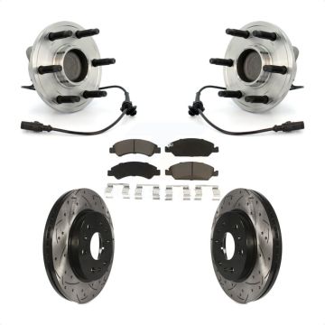 Front Hub Bearing Drill Slot Brake Rotor Pads Kit For Chevrolet GMC Sierra 1500 Silverado KBB-120331