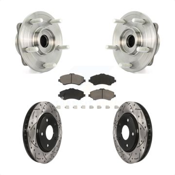 Front Hub Bearing Assembly Coated Drilled Slotted Brake Rotor & Pad Kit For Dodge Journey KBB-120337
