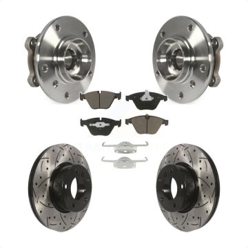 Front Hub Bearing Drill Slot Brake Rotor Pads Kit For 2013-2015 BMW X1 xDrive28i with AWD KBB-120343