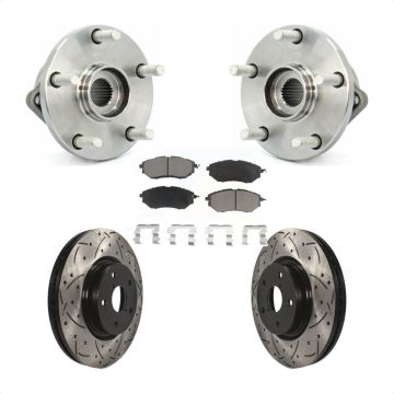 Front Hub Bearing Assembly Drilled Slot Brake Rotor Pads Kit For 2008-2014 Subaru Tribeca KBB-120344