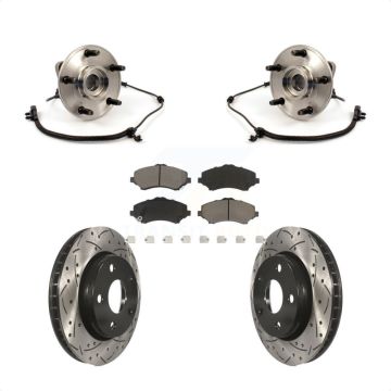 Front Hub Bearing Assembly Drilled Slot Brake Rotor & Pad Kit For 2007-2010 Jeep Wrangler KBB-120346
