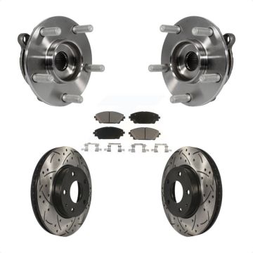 Front Hub Bearing Assembly Coated Drilled Slot Brake Rotor Pad Kit For Mazda 3 CX-3 Sport KBB-120348