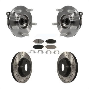 Front Hub Bearing Assembly Coated Drilled Slot Brake Rotor Pad Kit For Mazda 3 CX-3 Sport KBB-120349