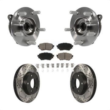Front Hub Bearing Assembly Coated Drilled Slotted Brake Rotor & Pad Kit For Mazda 3 Sport KBB-120350