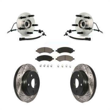 Front Hub Bearing Assembly Coated Drilled Slotted Brake Rotor Pads Kit For Dodge Ram 1500 KBB-120352