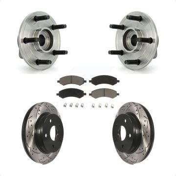Front Hub Bearing Drilled Slot Brake Rotor & Pad Kit For Dodge Ram 1500 With 5 Lug Wheels KBB-120353