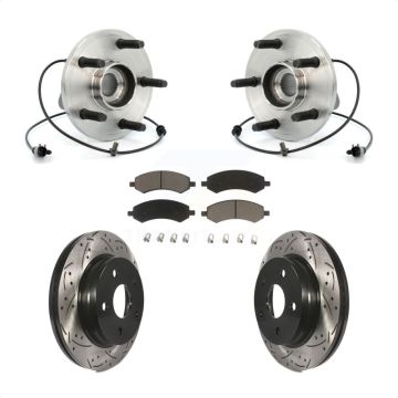 Front Hub Bearing Coated Drill Slot Brake Rotor Pads Kit For Chrysler Aspen Dodge Durango KBB-120354