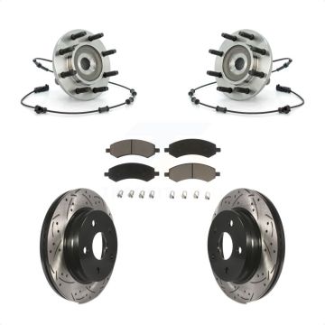 Front Hub Bearing Drilled Slot Brake Rotor & Pad Kit For Dodge Ram 1500 With 8 Lug Wheels KBB-120355