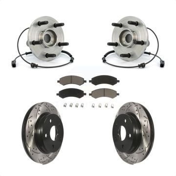 Front Hub Bearing Assembly Coated Drilled Slotted Brake Rotor Pads Kit For Dodge Ram 1500 KBB-120356