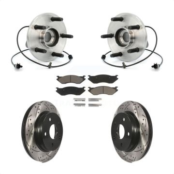 Front Hub Bearing Assembly Coated Drilled Slot Brake Rotor Pad Kit For 2006 Dodge Durango KBB-120358