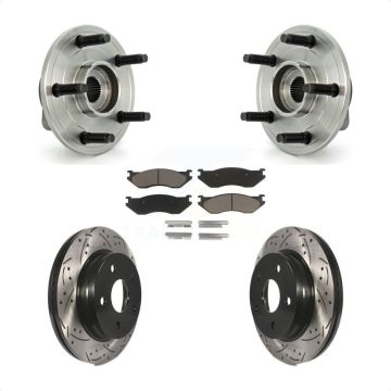 Front Hub Bearing Drilled Slot Brake Rotor & Pad Kit For Dodge Ram 1500 With 5 Lug Wheels KBB-120359