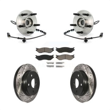 Front Hub Bearing Assembly Coated Drilled Slotted Brake Rotor Pads Kit For Dodge Ram 1500 KBB-120360