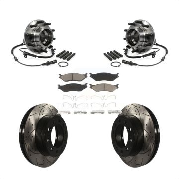 Front Hub Bearing Drilled Slot Brake Rotor Pads Kit For 05-10 Ford F-550 Super Duty 4 X KBB-120361